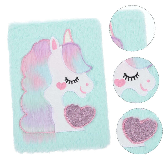 Unicorn Cartoon Plush Cover Notebook